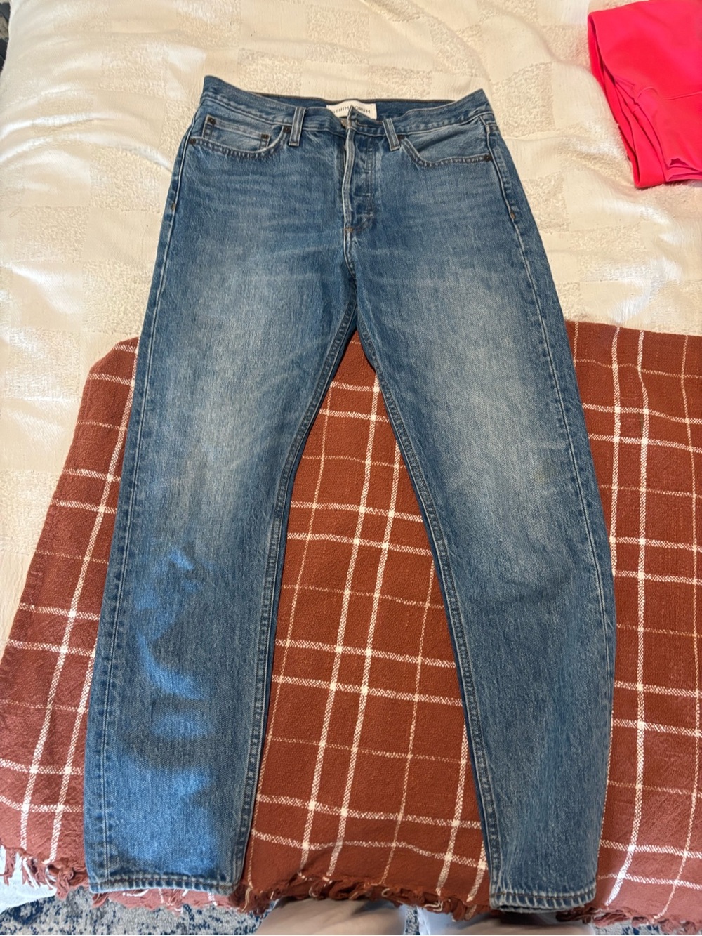 Denim Forum Women's Boyfriend Jeans in Medium Blue Wash